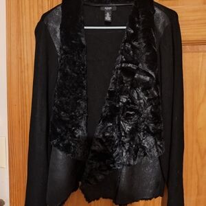 Alfani Black Faux Fur Trim Jacket